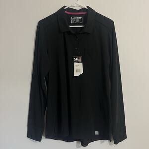 5.11 Tactical Womens‎ L Enyo Top in Black NWT Collar Long Sleeve Stretch